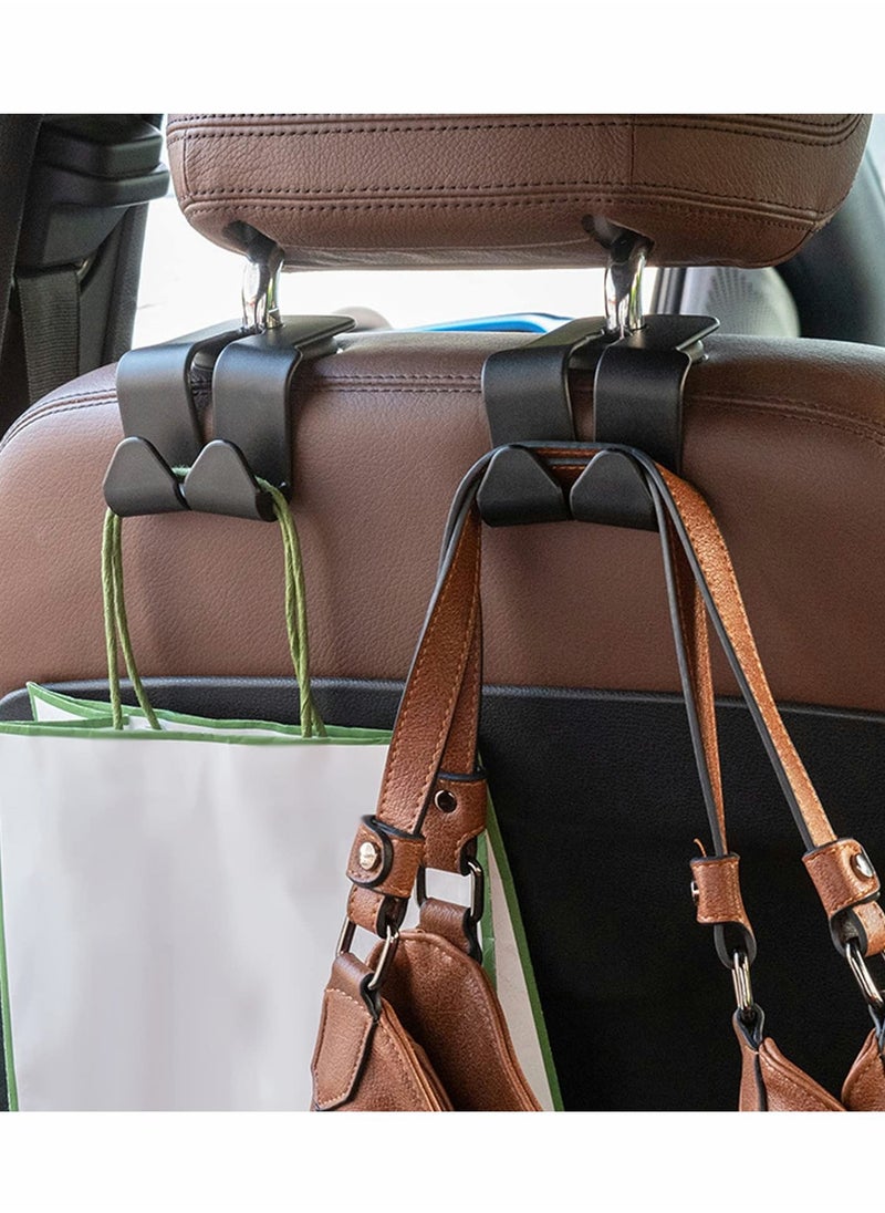 SYOSI Car Seat Headrest Hooks, Back Hidden Double Hook for Purses and Bags Organizer, Storage Hooks Handbag Purse Grocery Cloth fit Universal Vehicle (4 Pack,Black)  - Image 4