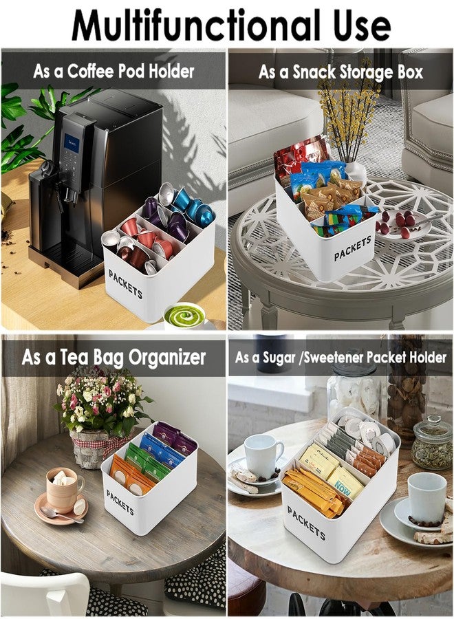 BSTKEY Seasoning Packet Organizer, Food Storage Organizer with Divided 4 Compartments, Metal Storage Caddy for Kitchen Pantry Cabinet, Kitchen Organization Bin for Snacks Spice Packets, White - Image 4