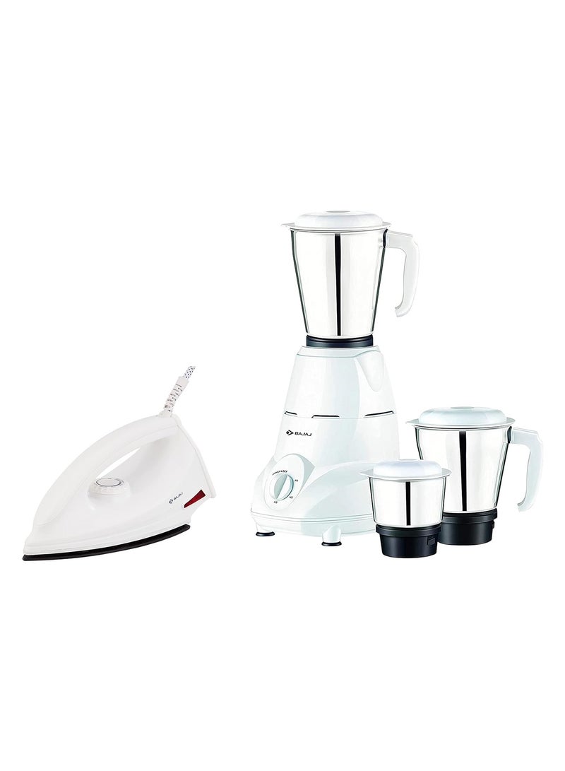 Bajaj majesty DX 1000W mixer grinder and dry iron - white