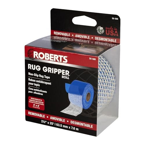 ROBERTS 50-580 Roll of Indoor Traction Anti-Slip Gripper Rug Strip Tape for Small Rugs, 2-1/2” x 25 ft, Blue - Image 4