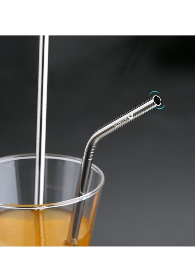 Stainless Steel Straw Reusable Drinking Juice & Drinks for Kids and Adults Steel Straw 5 Pieces (2-Bend Pipe,2-Long Straw,1-Cleaning Brush) (21.5 x 0.6 CM, 1 Silver Color) - Image 5