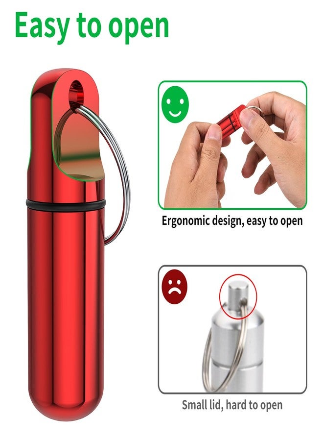 Urekt Small Pill Box Keychain, (4 Pack) Portable Keychain Pill Holder Aluminum Alloy Medicine Organizer Mini Metal Pill Case for Purse Waterproof Travel medication Container for Outdoor Camping Travel - Image 3