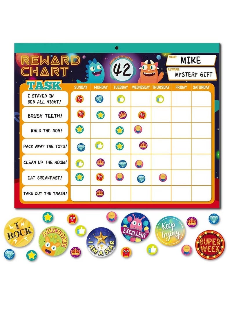 XICEN Kids Behavior Reward Chart, Magnetic Chore Chart for Kids, Includes 26 Chore Charts, 2280 Reward Stickers, 48 Incentive Stickers, Motivate Responsibility, Potty Training and Develop Good Habits - Image 1