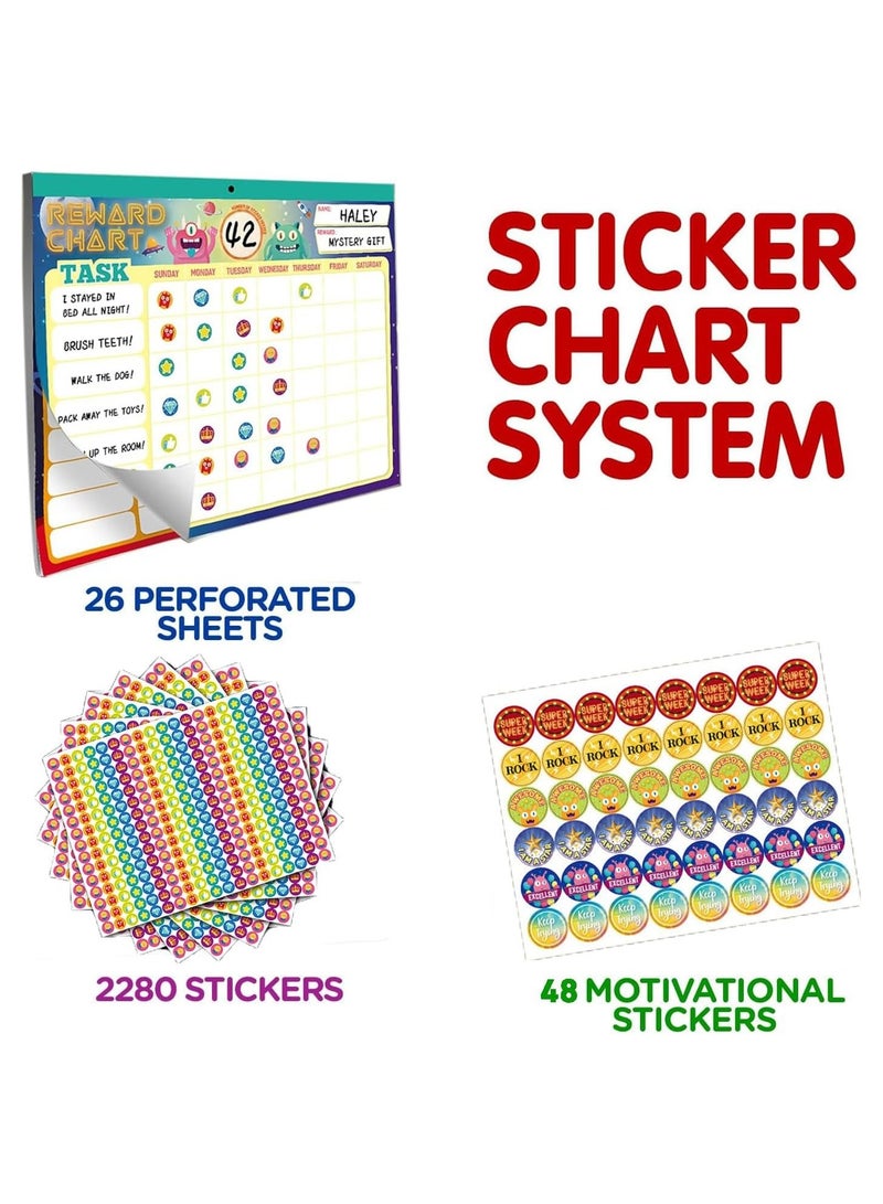 XICEN Kids Behavior Reward Chart, Magnetic Chore Chart for Kids, Includes 26 Chore Charts, 2280 Reward Stickers, 48 Incentive Stickers, Motivate Responsibility, Potty Training and Develop Good Habits - Image 3