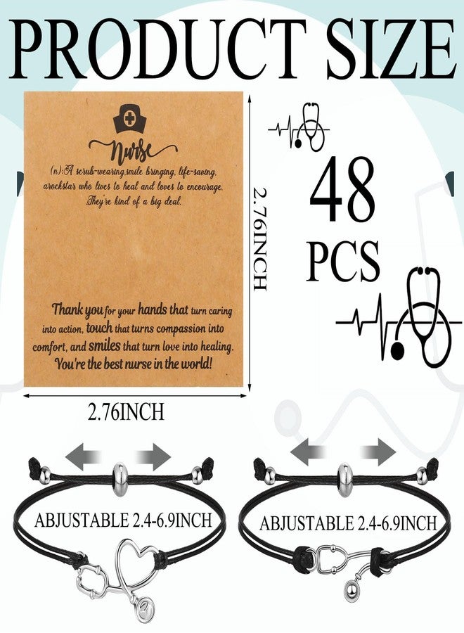 Yinkin 48 Sets Nurse Gifts Bracelet Bulk Nurse Appreciation Bracelets Stethoscope RN Nursing Bracelet for Women Nurse Day Graduation Birthday - Image 2