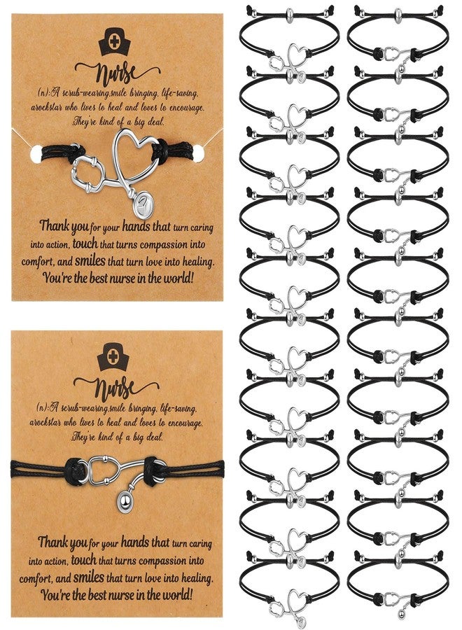Yinkin 48 Sets Nurse Gifts Bracelet Bulk Nurse Appreciation Bracelets Stethoscope RN Nursing Bracelet for Women Nurse Day Graduation Birthday - Image 1