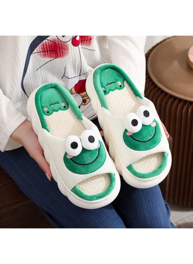 Yoroka - Cartoon slippers Cute Animal Shape Slippers,Thick Sole Soft Indoor Outdoor Slippers for Women Frog7 - Image 1