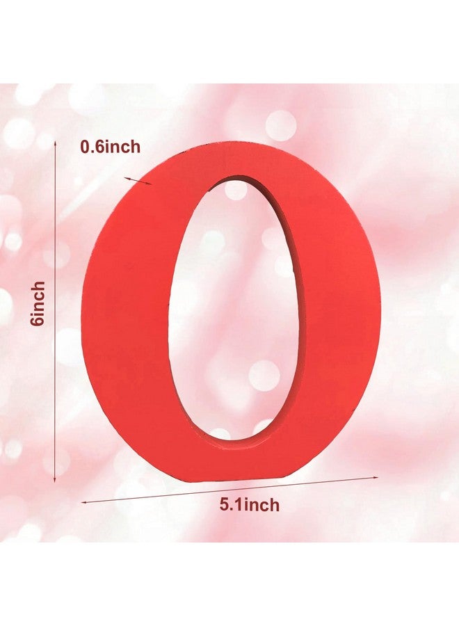 AOCEAN 6 Inch Red Wood Letters Unfinished Wood Letters for Wall Decor Decorative Standing Letters Slices Sign Board Decoration for Craft Home Party Projects (O) - Image 2