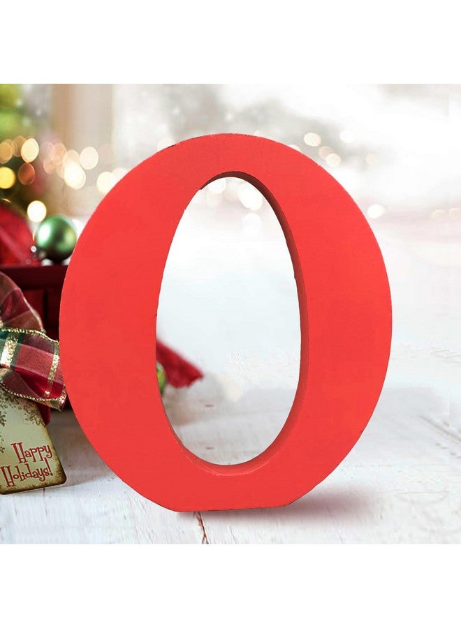 AOCEAN 6 Inch Red Wood Letters Unfinished Wood Letters for Wall Decor Decorative Standing Letters Slices Sign Board Decoration for Craft Home Party Projects (O) - Image 1