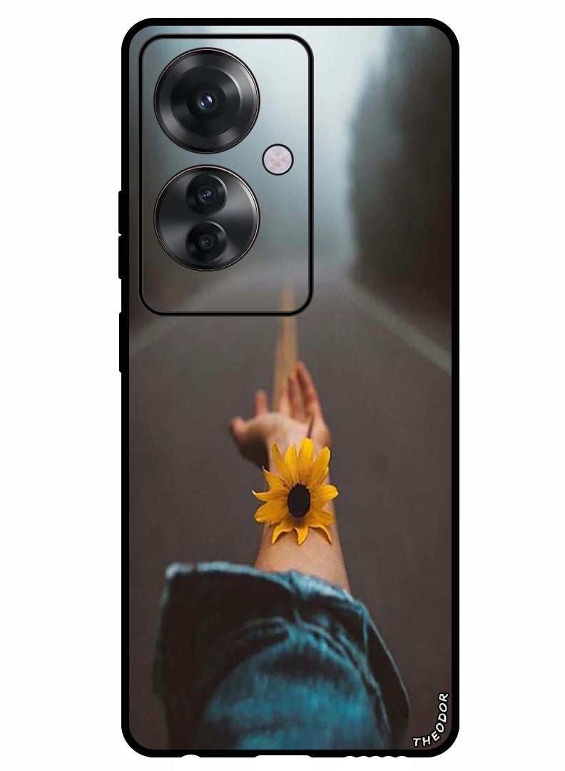 Theodor Protective Case Anti Scratch Shock Proof Bumper Cover For Oppo Reno 11F Flower on hand - Image 1