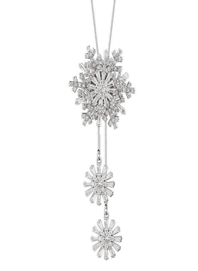 Cykdohy Elegant Rotating Snowflake Crystal Long Chain Lariat Y Necklace for Women Delicate Shiny CZ Winter Flowers Drop Statement Pendant Adjustable Necklaces Dainty Sweater Christmas Jewelry Gift for Her 33'' - Image 1