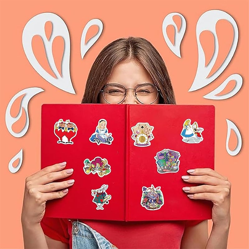 LHST 50Pcs Alice in Wonderland Stickers Pack Waterproof Sticker Decals for Water Bottle,Laptop,Phone,Skateboard,Scrapbooking,Bumper Gifts for Kids Teens Adults for Party Supply Favor (Alice) - Image 3