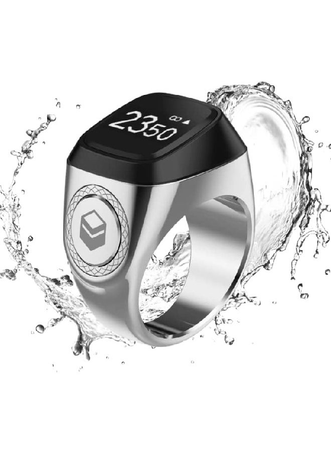 iQIBLA Smart Tasbih Zikr Aluminium Ring 22mm Bright Silver  - Image 1
