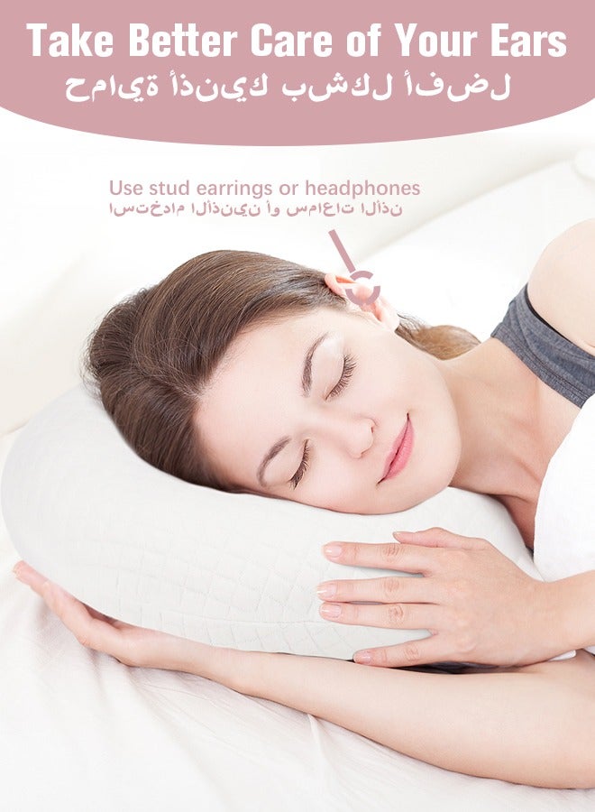 النوم الجانبي يرتدي وسادة ثقب الأذن ، آلام الأذن ، التهاب الأذن يرتد من خلال وسادة ثقب الأذن ، CNH الجانب النائم يرتدي وسادة ثقب الأذن ، أبيض  - Image 2