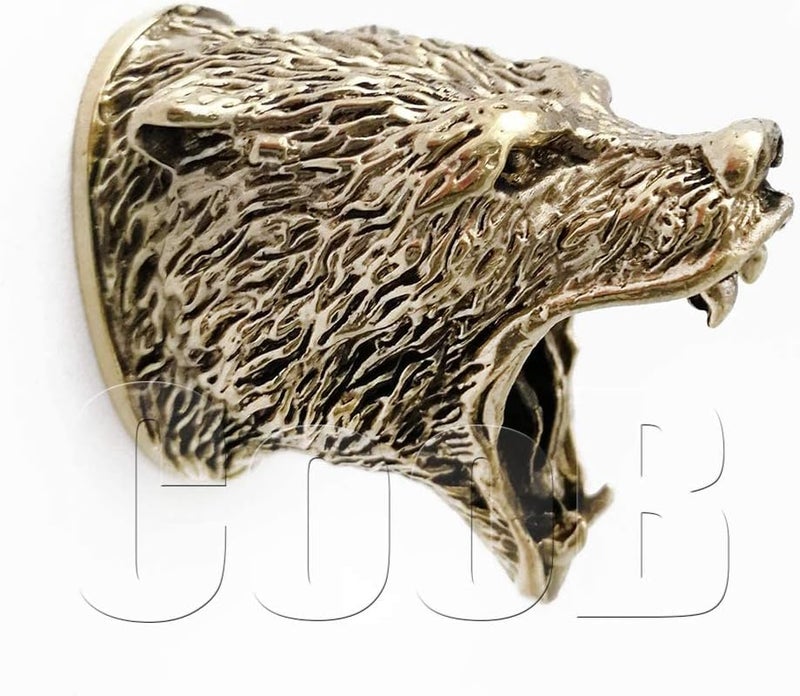 CooB Hunting Knife Finger Guard Bolster & Pommel Animals Set Set Grizzly Bear for Custom Knife Knives Making Handle, DIY Hand-Casted Solid Metal Knife Supplier Accessories (Bronze) - Image 2