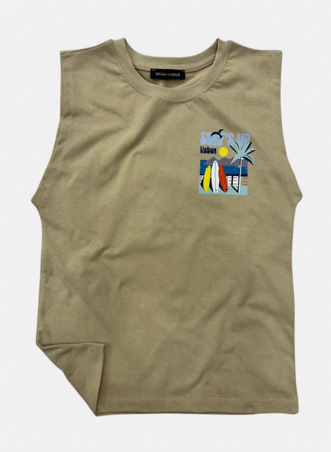 WHITE RABBIT Printed Cut T-Shirt Kids – Beige - Image 1