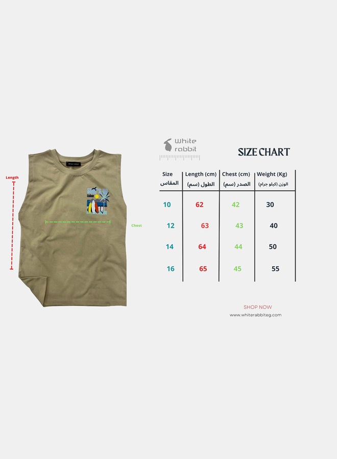 WHITE RABBIT Printed Cut T-Shirt Kids – Beige - Image 5