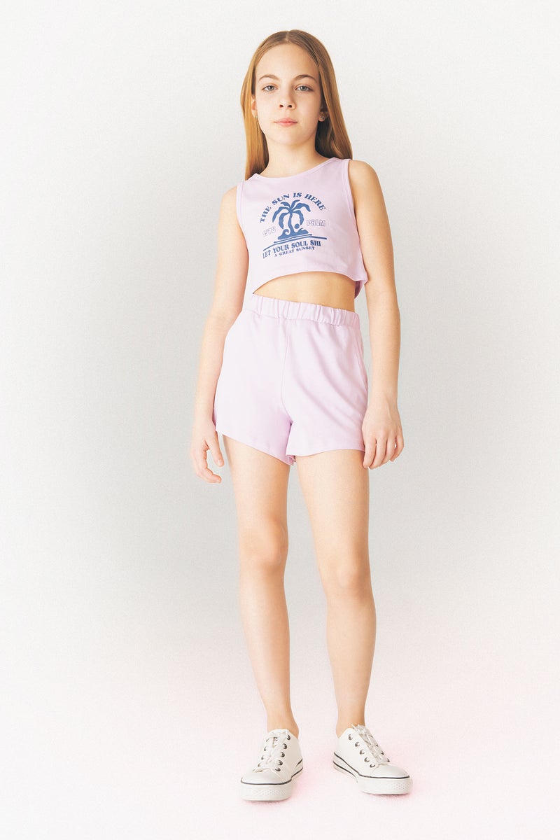 DeFacto Girl's 2 Piece Set Printed Tank Top Shorts - Image 1