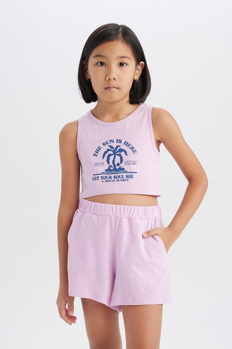 DeFacto Girl's 2 Piece Set Printed Tank Top Shorts - Image 2