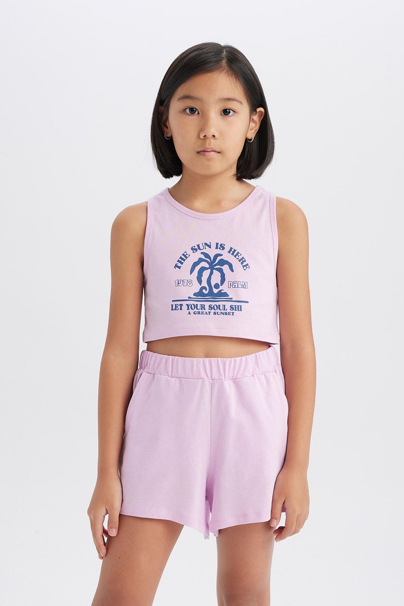 DeFacto Girl's 2 Piece Set Printed Tank Top Shorts - Image 5