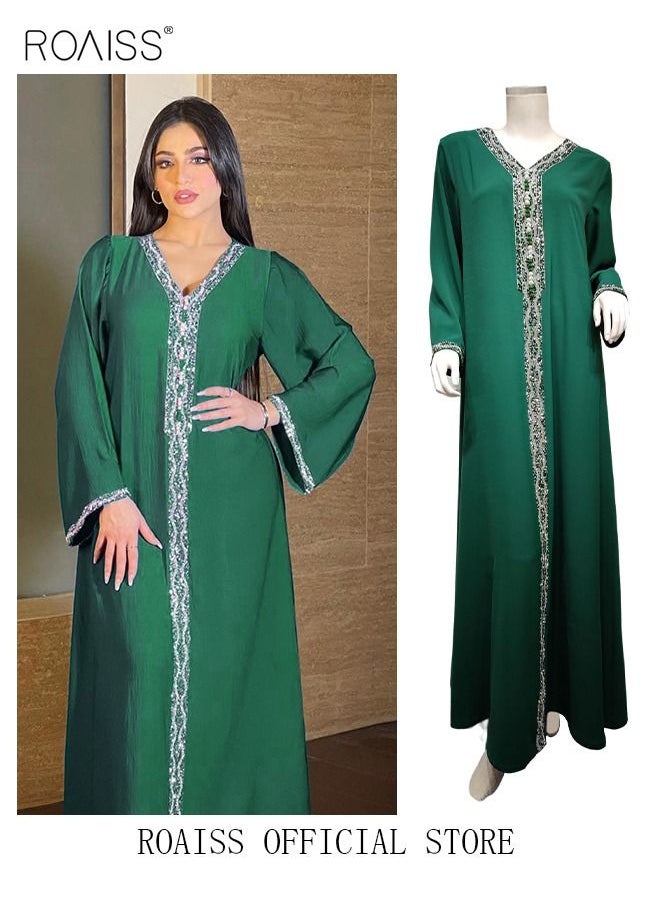 Women Luxury V-neck Rhinestone Robe Maxi Dresses Exclusive Styles Modern Stylish Abaya Middle East Arabic Banquet Wedding Party Dress Women's Festival Clothing - pzsku/ZC5DE5E7152F0C3E9ED2FZ/45/_/1683815414/469f27b4-3f0f-4942-bc2b-9d6540f709ed