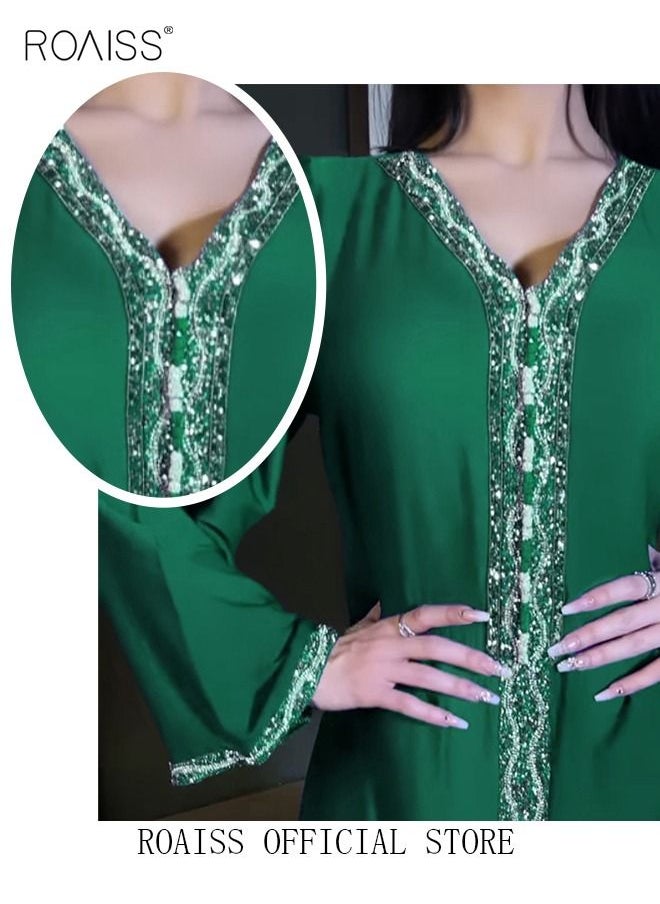 Women Luxury V-neck Rhinestone Robe Maxi Dresses Exclusive Styles Modern Stylish Abaya Middle East Arabic Banquet Wedding Party Dress Women's Festival Clothing - pzsku/ZC5DE5E7152F0C3E9ED2FZ/45/_/1683815415/ec43aaea-327f-4a6e-9568-05944b2504ba