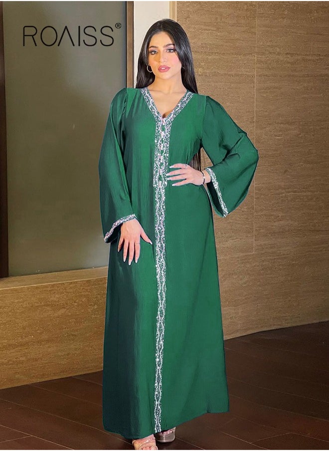 Women Luxury V-neck Rhinestone Robe Maxi Dresses Exclusive Styles Modern Stylish Abaya Middle East Arabic Banquet Wedding Party Dress Women's Festival Clothing - pzsku/ZC5DE5E7152F0C3E9ED2FZ/45/_/1721817022/102681b7-e192-453c-ac9a-34ebb6026e12