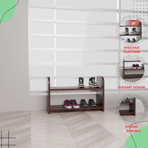 flux Red Two-Tier Shoe Rack 50x20x31.5 cm | Durable Particleboard with Laminate Finish | Space-Saving Organizer Shelf with Two Shelves for Home Office Kitchen Storage [DO IT Yourself (DIY)] - Image 4