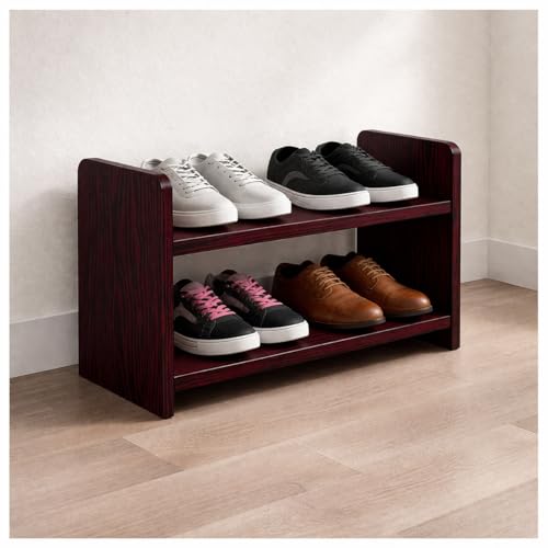 flux Red Two-Tier Shoe Rack 50x20x31.5 cm | Durable Particleboard with Laminate Finish | Space-Saving Organizer Shelf with Two Shelves for Home Office Kitchen Storage [DO IT Yourself (DIY)] - Image 1