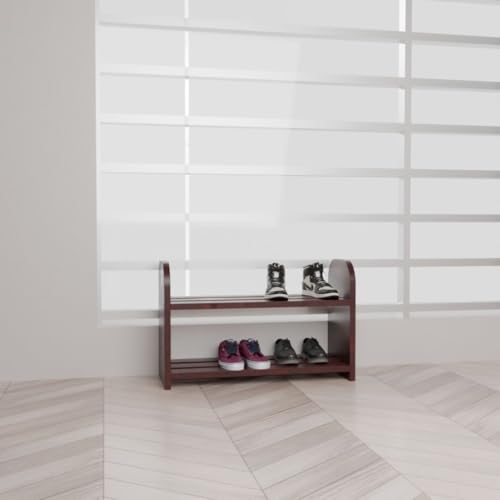 flux Red Two-Tier Shoe Rack 50x20x31.5 cm | Durable Particleboard with Laminate Finish | Space-Saving Organizer Shelf with Two Shelves for Home Office Kitchen Storage [DO IT Yourself (DIY)] - Image 2