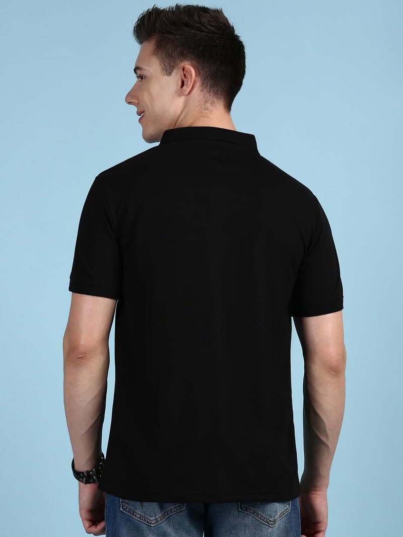 Lux Cozi Men's Half Sleeve Soild Casual T-Shirt with Chest Pocket_COZI_2122_BLK_4XL_1PC - Image 4