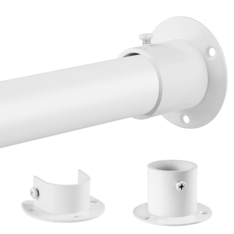 DwelSpire Closet Rods for Hanging Clothes, 1.3 Inch Diameter Heavy Duty Closet Rod 17-39 Inch Adjustable Clothes Hanging Bar Matte White Shower Curtain Rods for Closet, Wardrobes, Bathroom, Windows - Image 1
