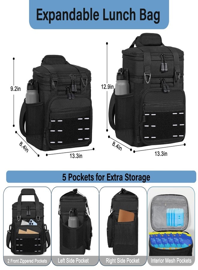 TENKIST Lunch Box Cooler Bag - Insulated Tactical Lunchbox for Men - Large Lunch Pail Lunch Kit for Adults Work Outdoor Shifts Trips Black 25L - Image 5