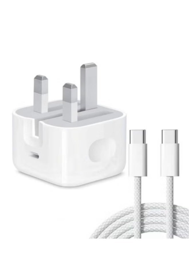 تنبلس شاحن ايفون سريع 20 وات | شاحن حائط USB C سريع مع كابل USB C إلى USB C متوافق مع iPhone 17/17 Pro/17 Pro Max/16/15 - Image 2