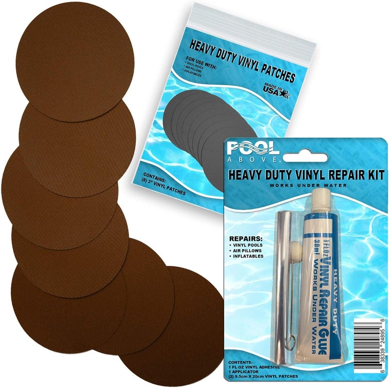 Pool Above Heavy Duty Vinyl Repair Patch Kit for Above-Ground Pool Liner Repair; Glue and Patch Inflatables; Boat; Raft; Kayak; Air Beds; Inflatable Mattress Repair - Image 1
