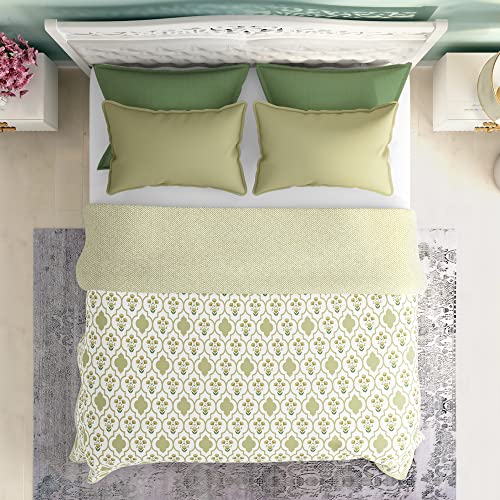 Wakefit Dohar Double Bed | 100% Cotton Blanket for Double Size Bed, Quilt | 110 GSM | Reverisible AC Blanket | 90x82 Inches - Panag Green - Image 4