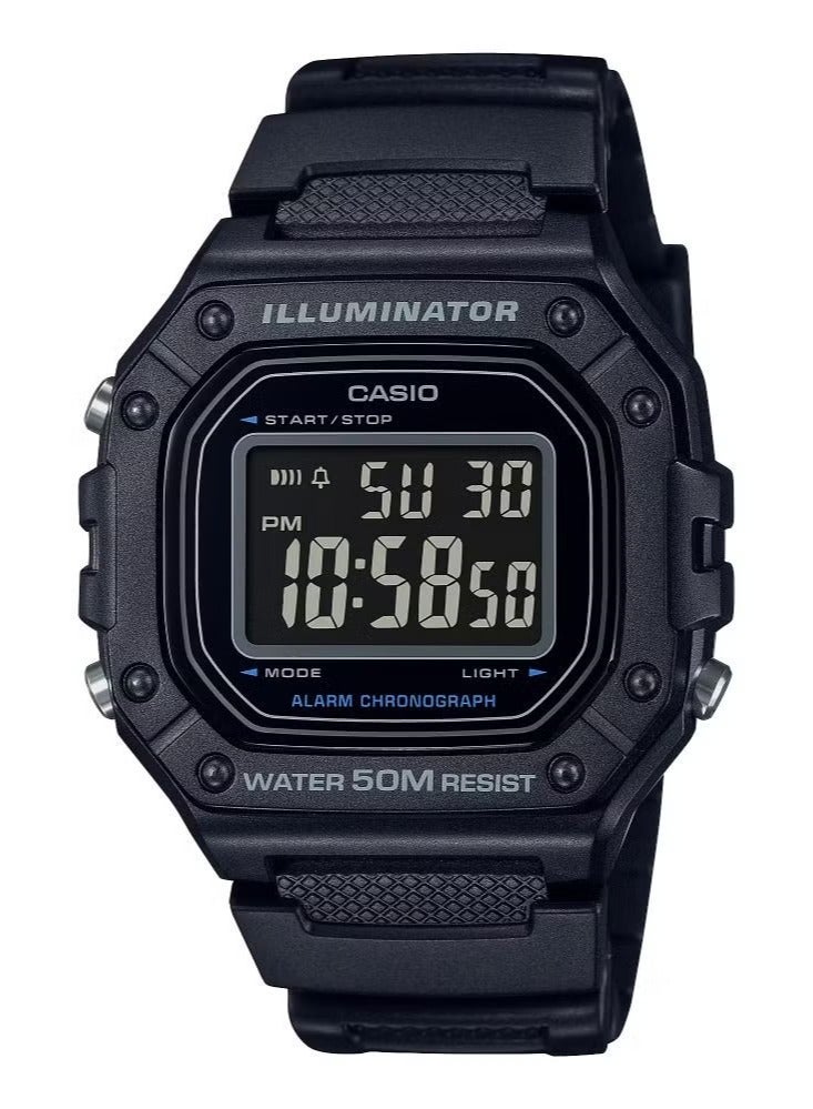 Casio Watch Chronograph Digital Black W-218H-1BVDF