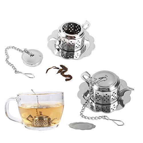 Zopsc Tea Strainer, Stainless Steel Tea Infuser with Chain, Teapot Shape Loose Tea Filter, for Tea, Coffee Beans, Soup Seasoning - Image 4