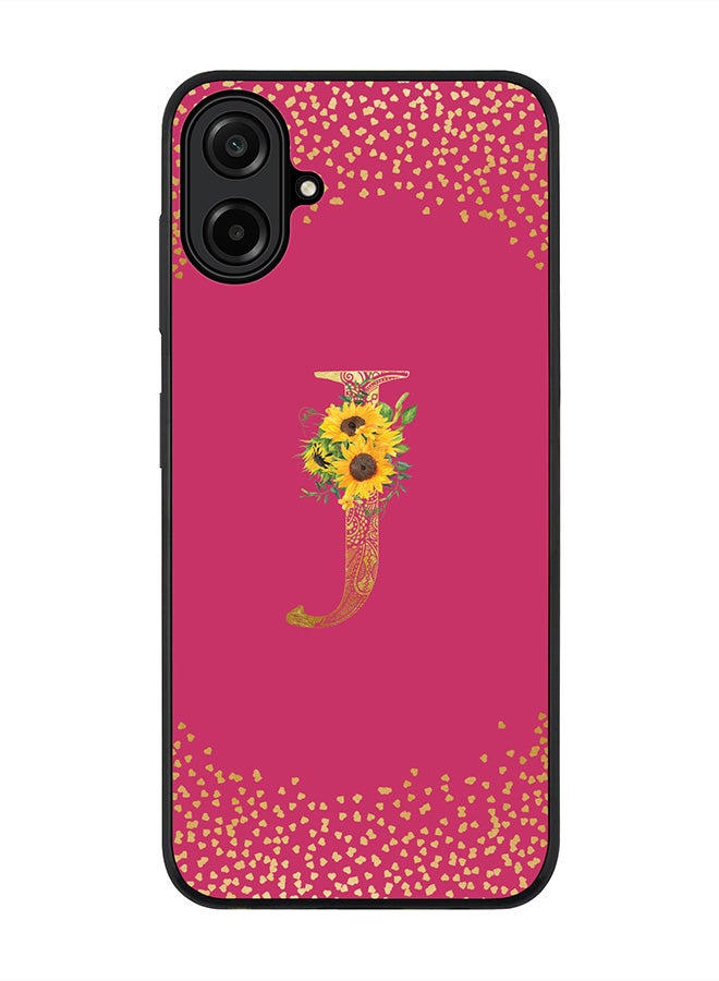 Stylizedd For Samsung Galaxy A07 4G Case,Slim fit Camera Protection, Shockproof Thin Phone cover  - Custom Floral Monogram - J ( Deep Pink )