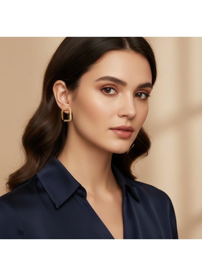 AMETOER Trendy Stainless Steel Earrings for Women | Versatile High-End Diamond-Studded Fashion Accessories - Image 3