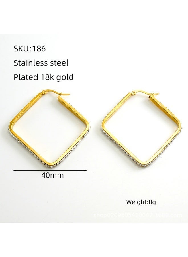 AMETOER Trendy Stainless Steel Earrings for Women | Versatile High-End Diamond-Studded Fashion Accessories - Image 5