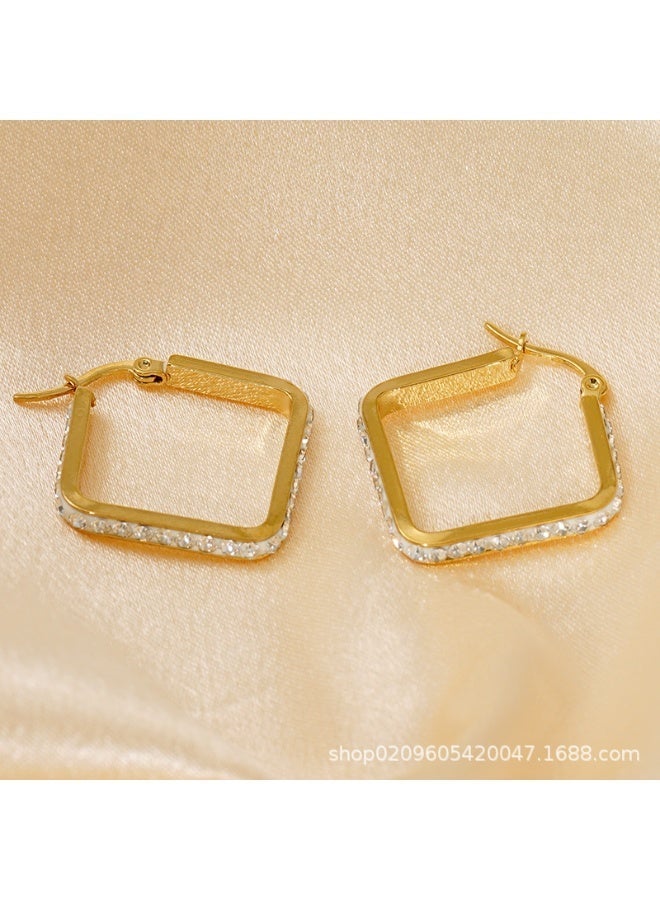 AMETOER Trendy Stainless Steel Earrings for Women | Versatile High-End Diamond-Studded Fashion Accessories - Image 4
