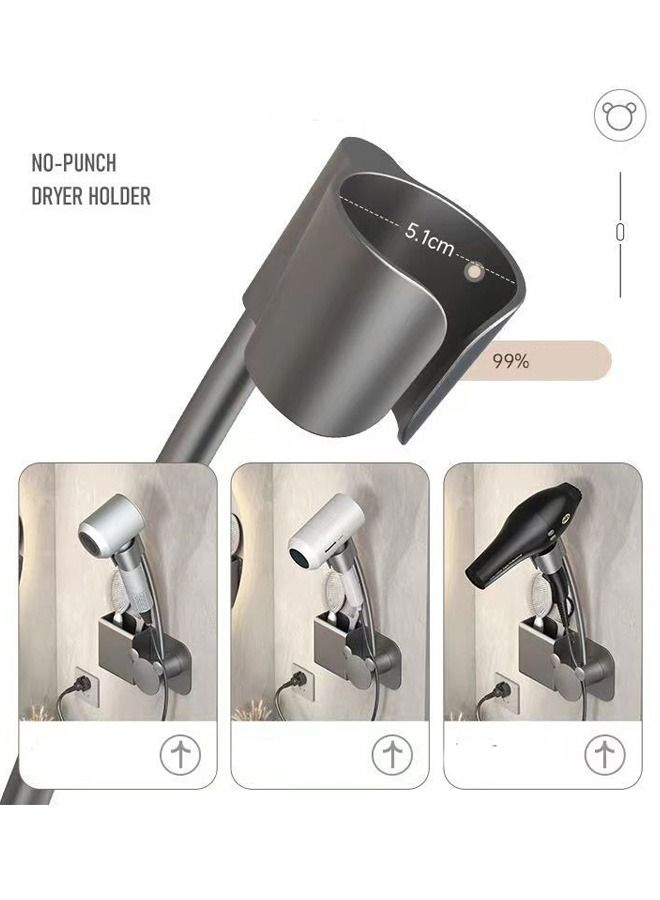 DUNISO Hair Dryer Holder Wall Mounted Upgraded Hands-Free Blow Dryer Holder Wall Mount Bathroom Multifunctional Hot Tool Storage Organizer for Hair Drver Curling Wand Straightener - Image 4