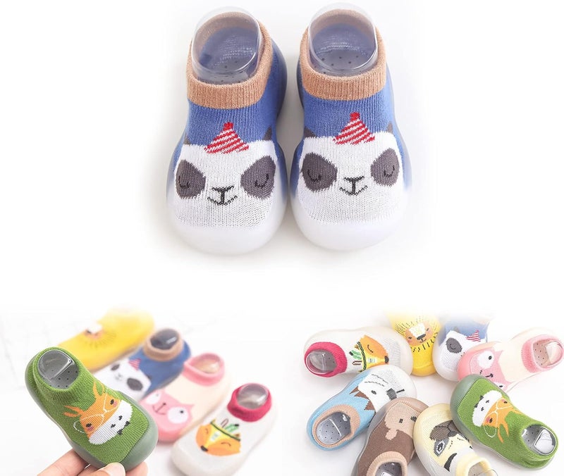 woobles Non-Slip Baby Slippers, Unisex Baby Socks Shoes, Kids Baby Girl Boys Toddler Anti-Slip Slippers, Socks Cotton Shoes, Flexible Cozy Breathable Shoes for Baby Toddler Infant Child Kid (12-18M,D) - Image 1