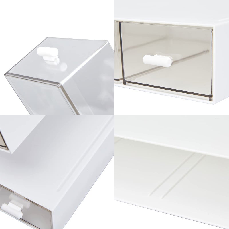 LETURE Desk Organizer with 4 Drawers, Clear Plastic Desk Storage Box, Desktop Organization for Office Supplies, Gel Pens, Pencils, Markers, Tape, Erasers, Paperclips, Chargers (White-4 Draws) - Image 4