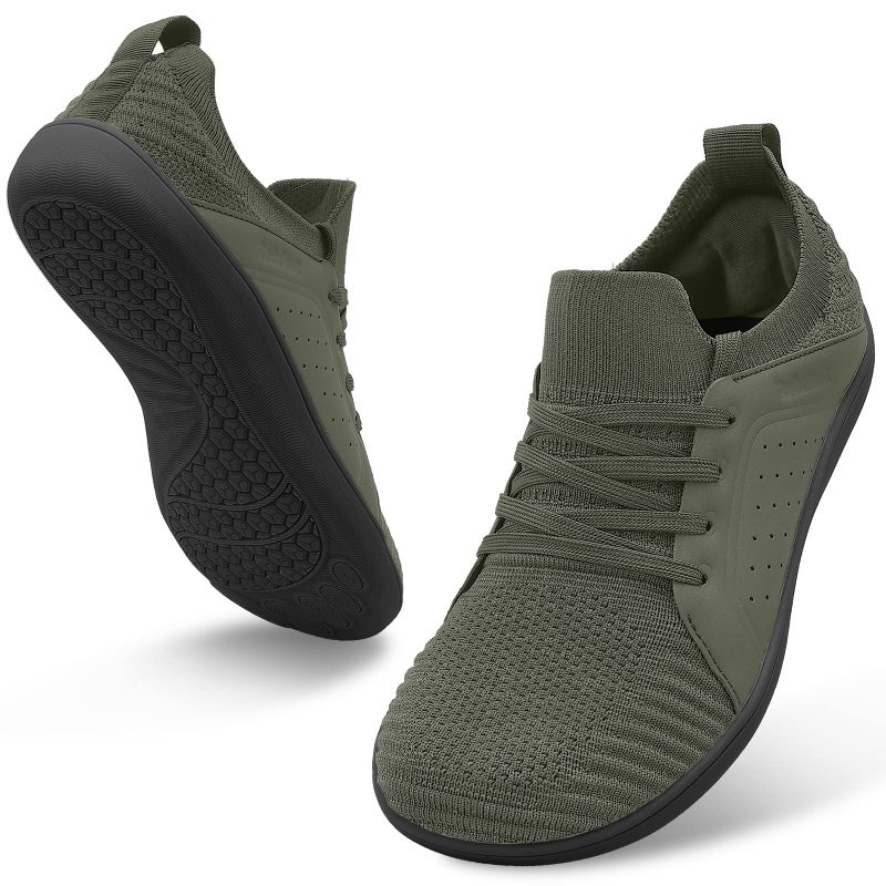 relxfeet Men's Minimalist Barefoot Shoes Wide Toe Zero Drop Sole Cross-Trainer Lightweight Slip-on Walking Shoes Trail Running Sneakers Fitness Gym Jogging Wrestling Hiking Lifting Army Green 10.5 - Image 1
