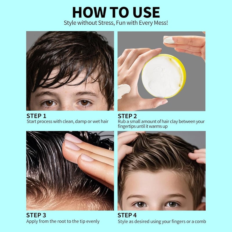 Gowwim Kids' Hair Styling Pomade， Mild and Easy to Create Cool Hairstyles, Wash with Water Without Leaving Residue, Suitable for School, Activities - Image 4