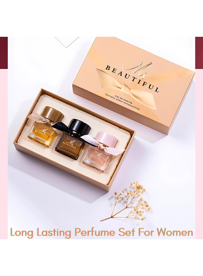 Beautiful Ladies Perfume Set Eau De Parfum, Luxury Perfume Gift Set for Women, 3x30ml Long-Lasting Perfume Set for Her Birthday, Fresh Floral Fragrance Perfumes Box Gift Set for Girlfriend, Dating, Anniversary - Image 2