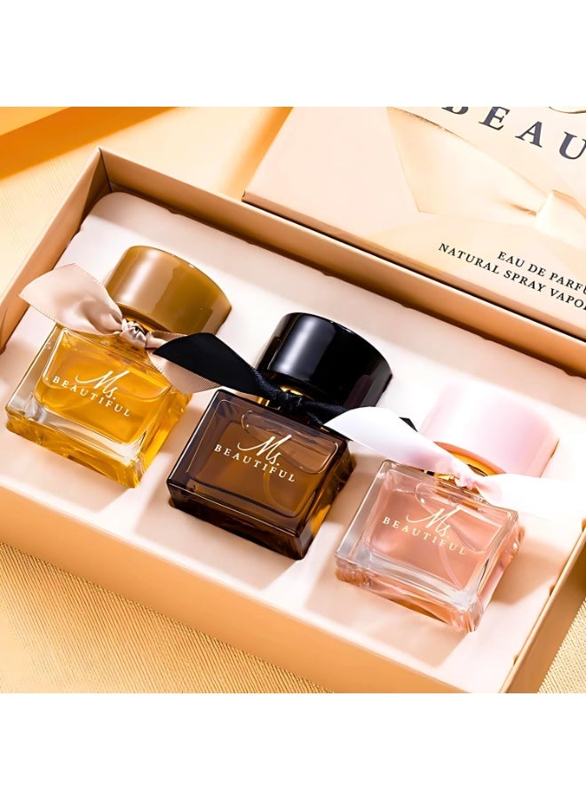 Beautiful Ladies Perfume Set Eau De Parfum, Luxury Perfume Gift Set for Women, 3x30ml Long-Lasting Perfume Set for Her Birthday, Fresh Floral Fragrance Perfumes Box Gift Set for Girlfriend, Dating, Anniversary - Image 1