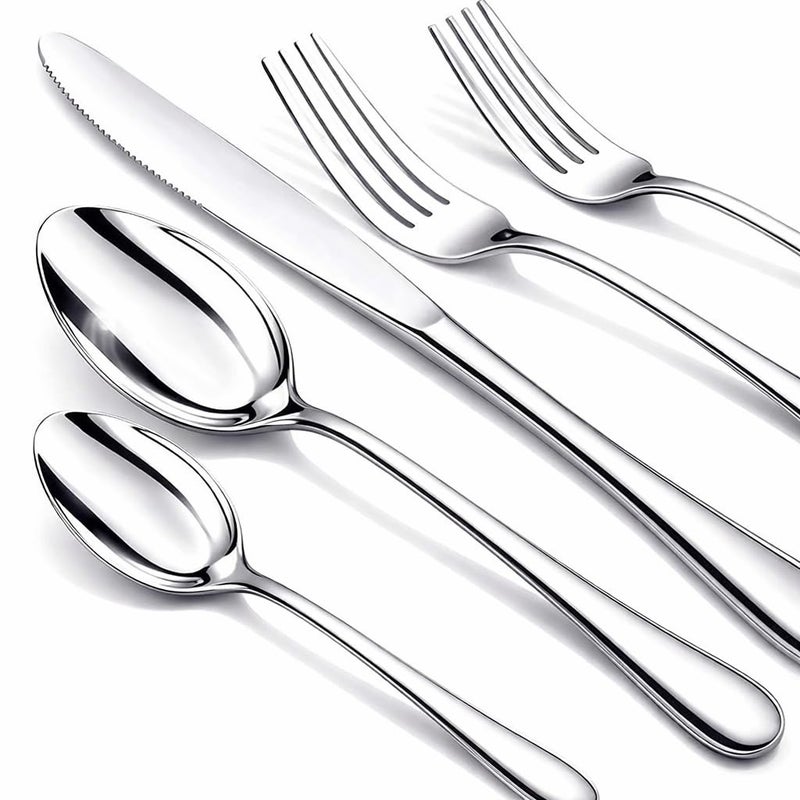 NICE KITCHEN Silverware Set, 40 Piece Stainless Steel Cutlery Sets for 8, Heavy Duty Flatware, Mirror Polished Forks Spoons and Knives Set, Reusable Utensils for Home Kitchen, Dishwasher Safe - Image 1